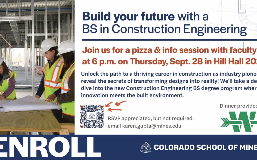 Info Session: New BS in Construction Engineering – Meet Faculty and Industry – Dinner Included!
