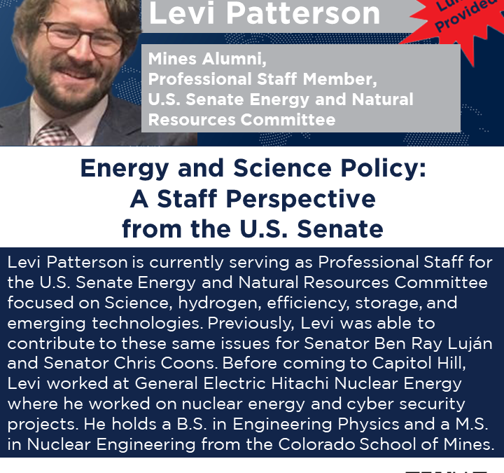 Energy and Science Policy: A Staff Perspective from the U.S. Senate – Hybrid Seminar October 11