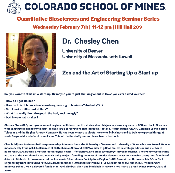 QBE Seminar Series – Dr. Chesley Chen 11am HH209