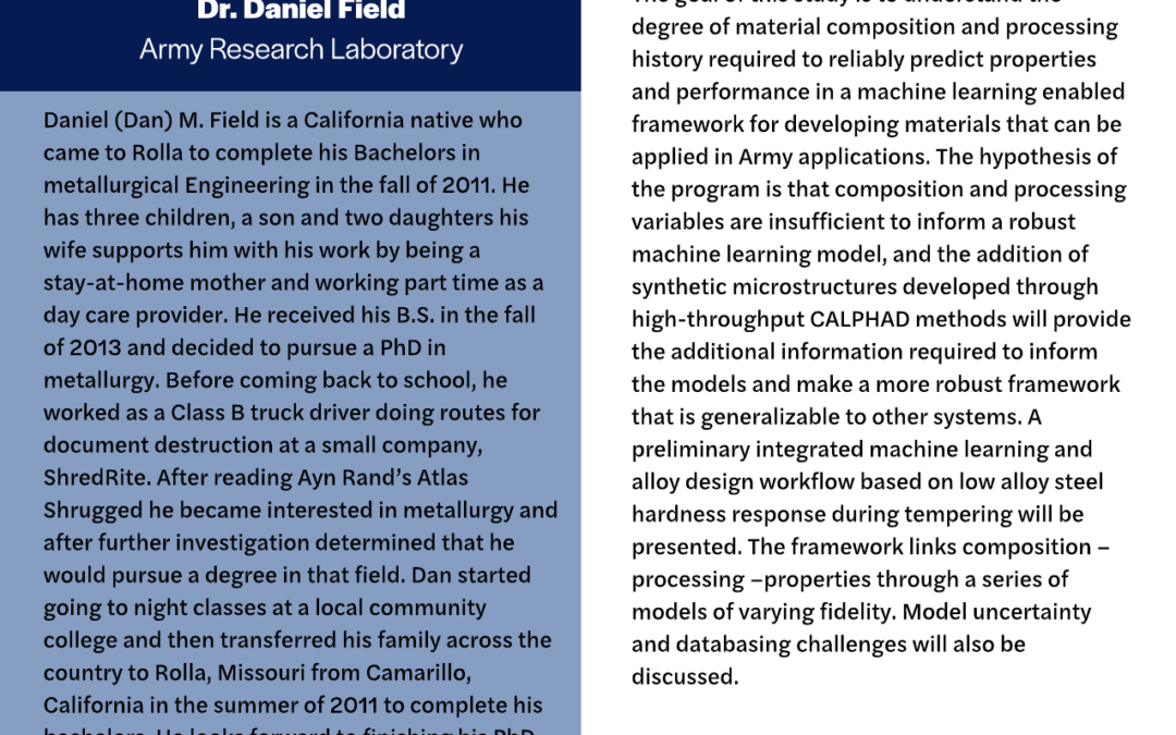 MME Ansell Seminar Series – Dr. Daniel Field